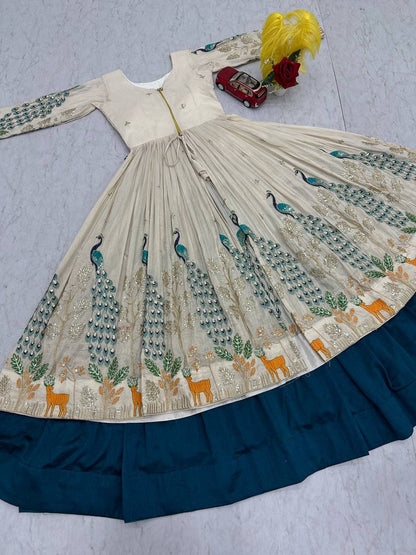 Festival Special Simar Silk Crop Top Lehenga Set With Embroidery Work (Fully Stitched)
