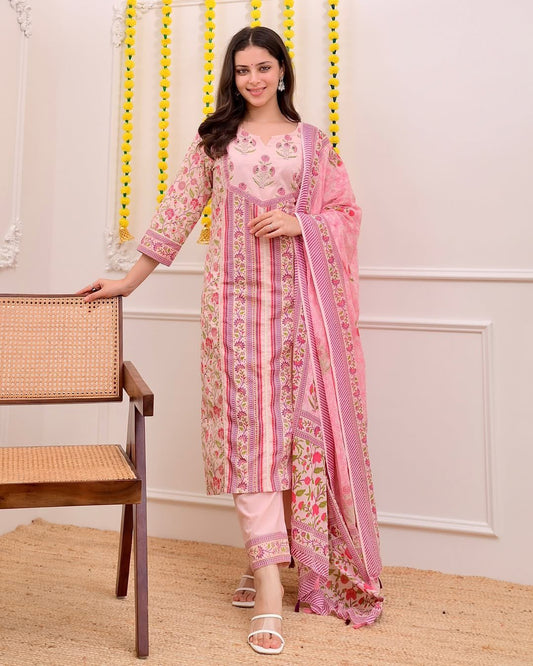 Morgan Silk Digital Print Kurti Pant Dupatta Set