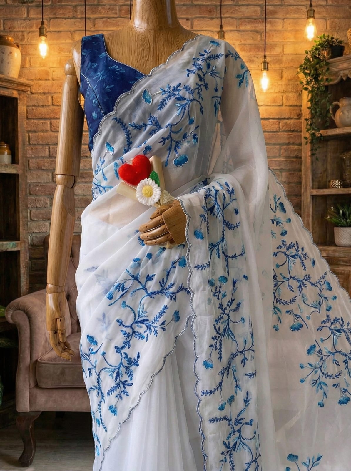 Radhika Tebby Silk Embroidered Saree with Handwork Blouse