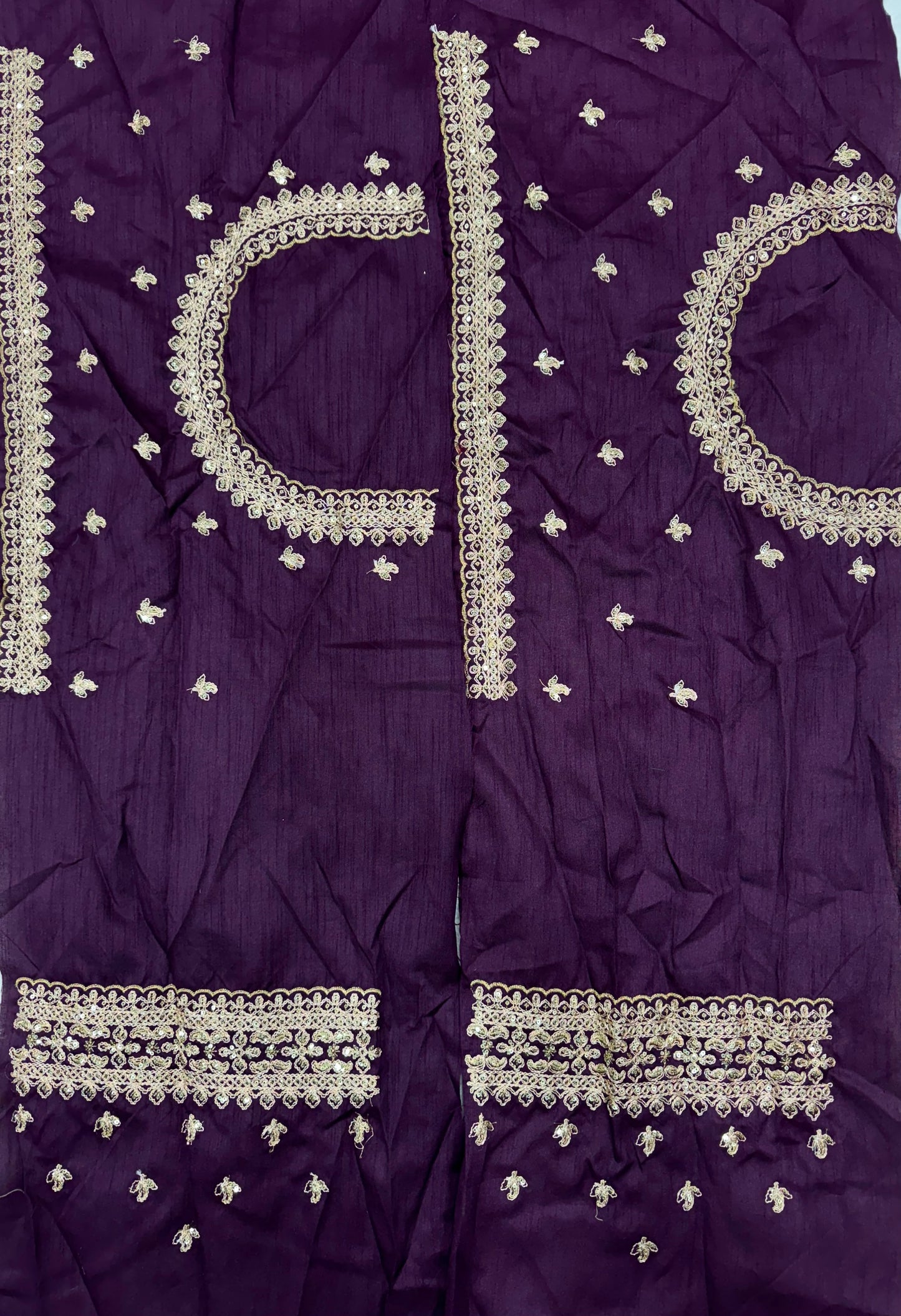 Purple Rangoli Silk Saree with Sequins & Dori Embroidery Work