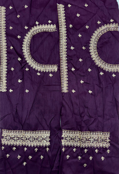 Purple Rangoli Silk Saree with Sequins & Dori Embroidery Work