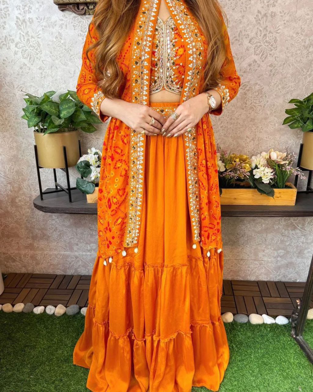 New Super Trending Party Wear Shrug Lehenga Set