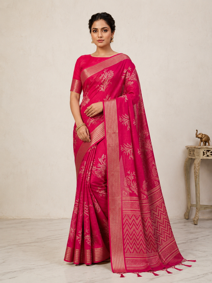 Graceful Floral Woven Saree