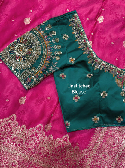 Maharani Banarasi Satin Silk Saree with Handwork Blouse