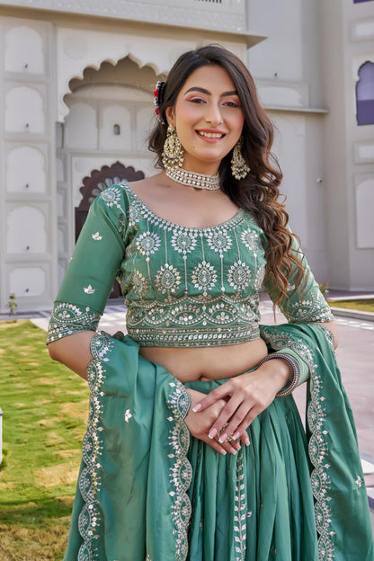 New Festival Wear Pure Crepe Silk Lehenga Choli with Heavy 7mm Sequence Embroidery | Fully Stitched