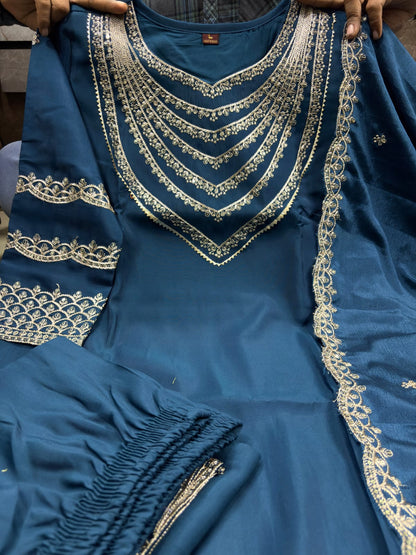 Tulsi Roman Silk Embroidered Suit Set