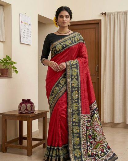 Mangalagiri Mulmul Cotton Saree with Floral Print & Jacquard Border | Lightweight Daily & Festive Wear