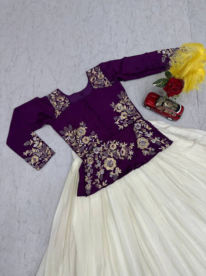 Festival Special Pure Chinon Embroidered Crop Top Lehenga Set – 5.5 Meter Flair