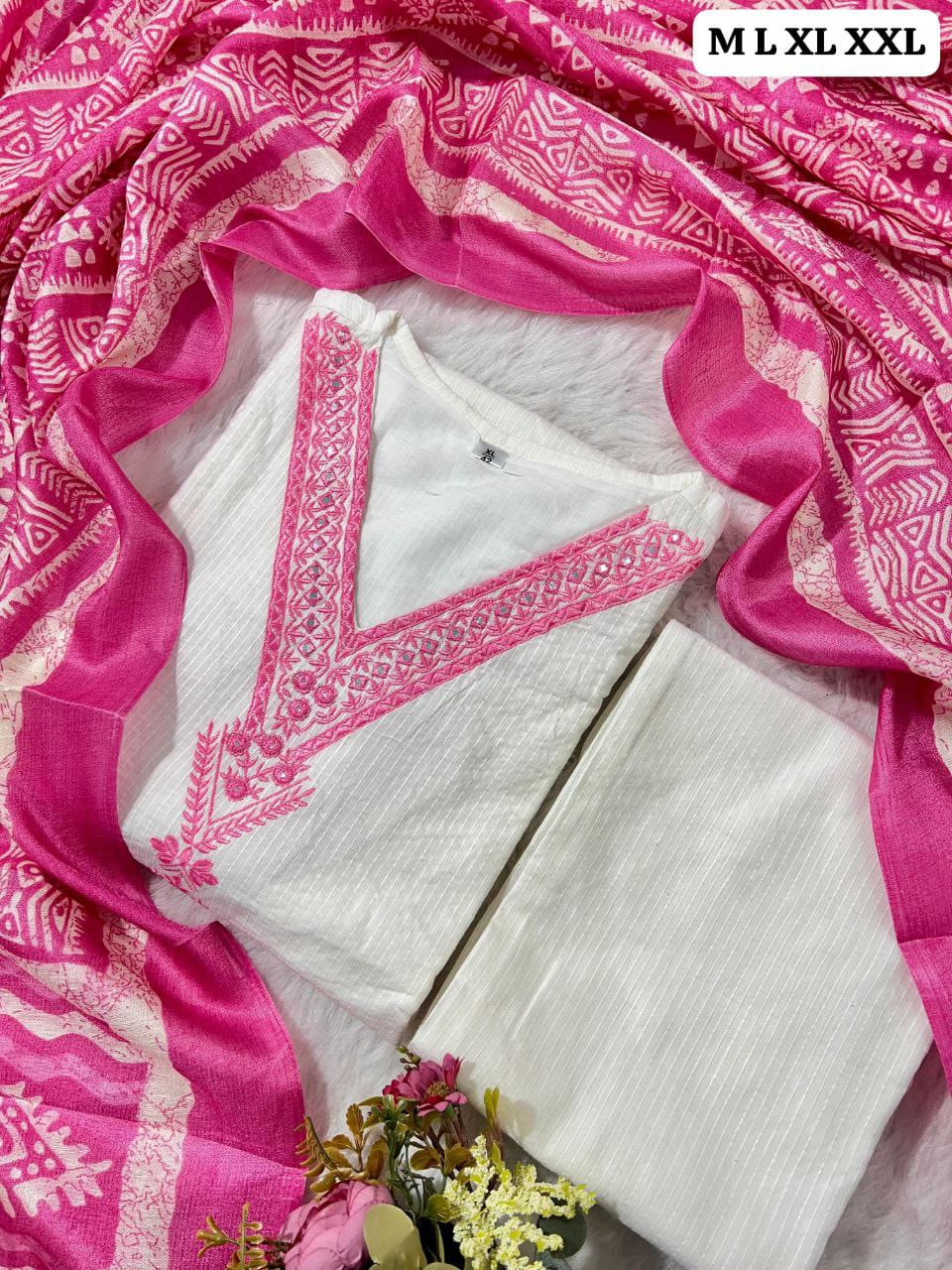 Premium Cotton Kurti Pant Dupatta Set