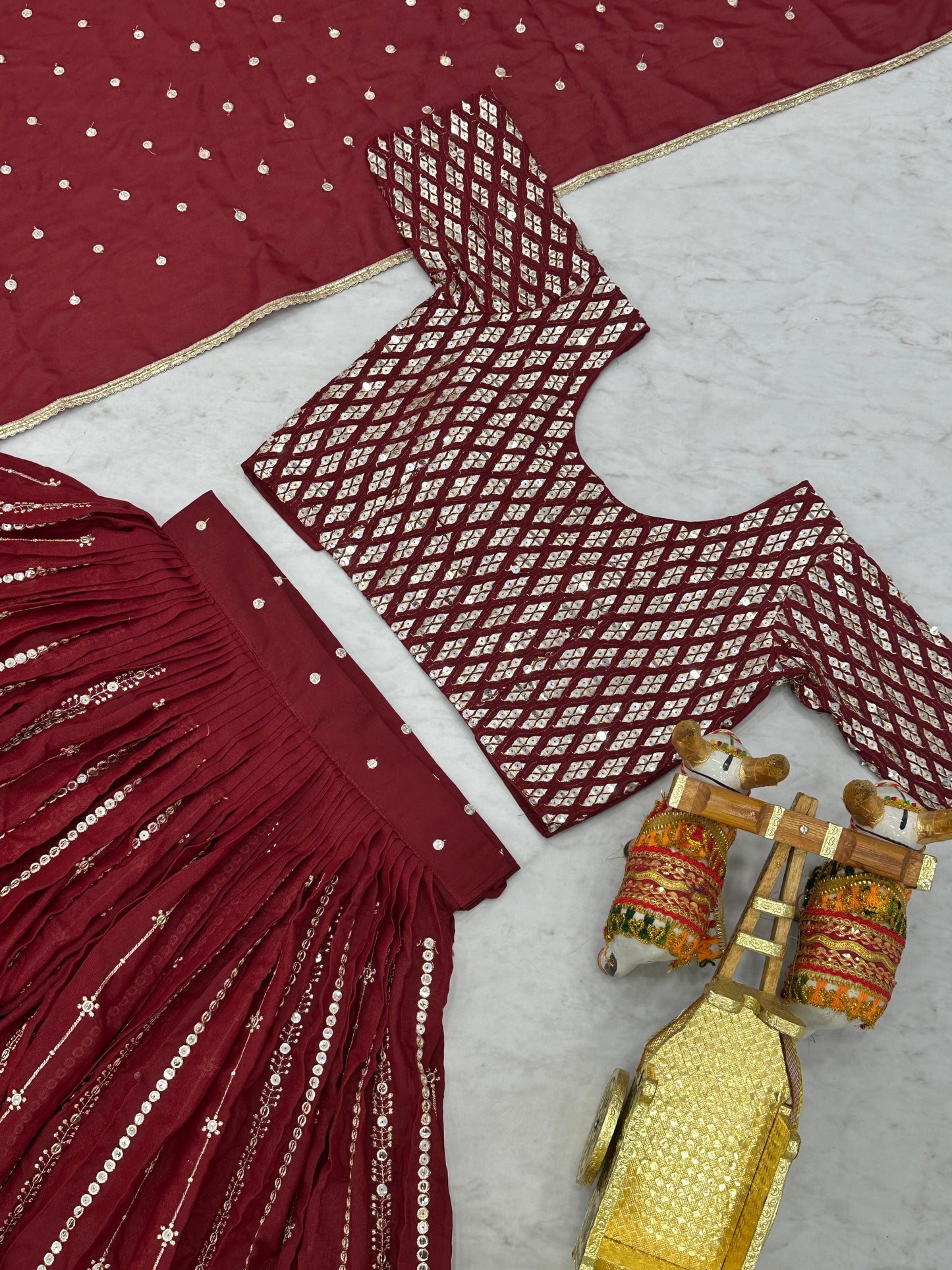 Wedding Special Star Georgette Embroidery Sequence Lehenga Choli Set | Fully Stitched