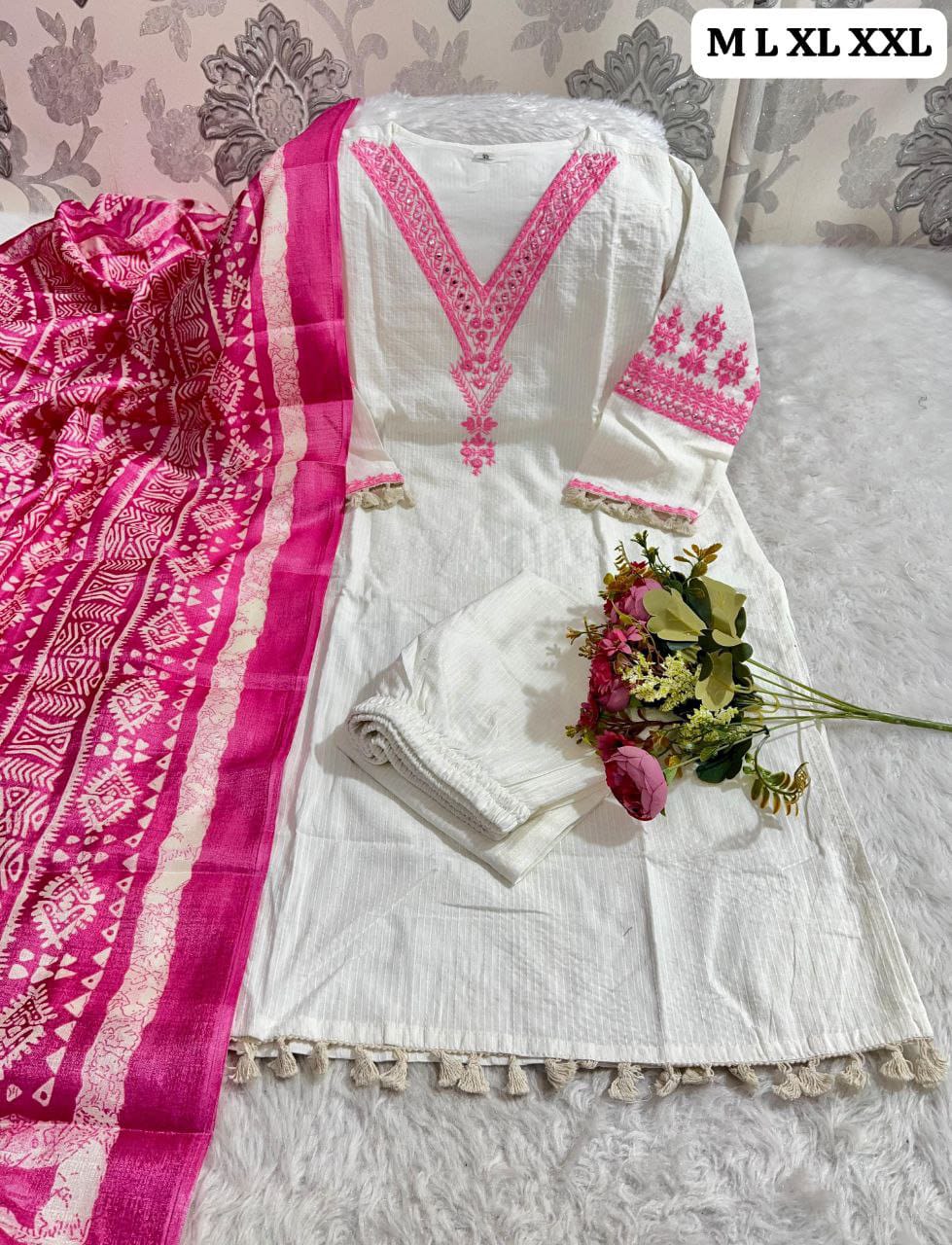 Premium Cotton Kurti Pant Dupatta Set