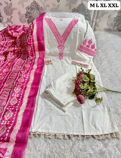 Premium Cotton Kurti Pant Dupatta Set