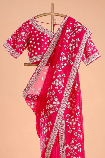 Designer Tibby Silk Saree with Thread & Sequence Work – Wedding Special