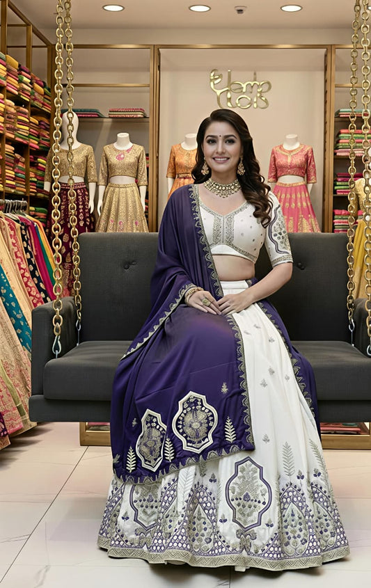 Vichitra Silk Embroidered Lehenga Choli