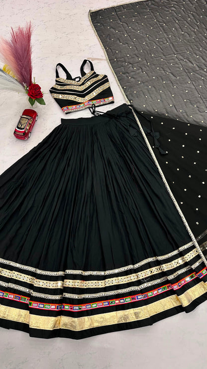 Navratri Special Pure Cotton Lehenga Choli with Vintage Dupatta | 6 Meter Flair | Gamthi Work