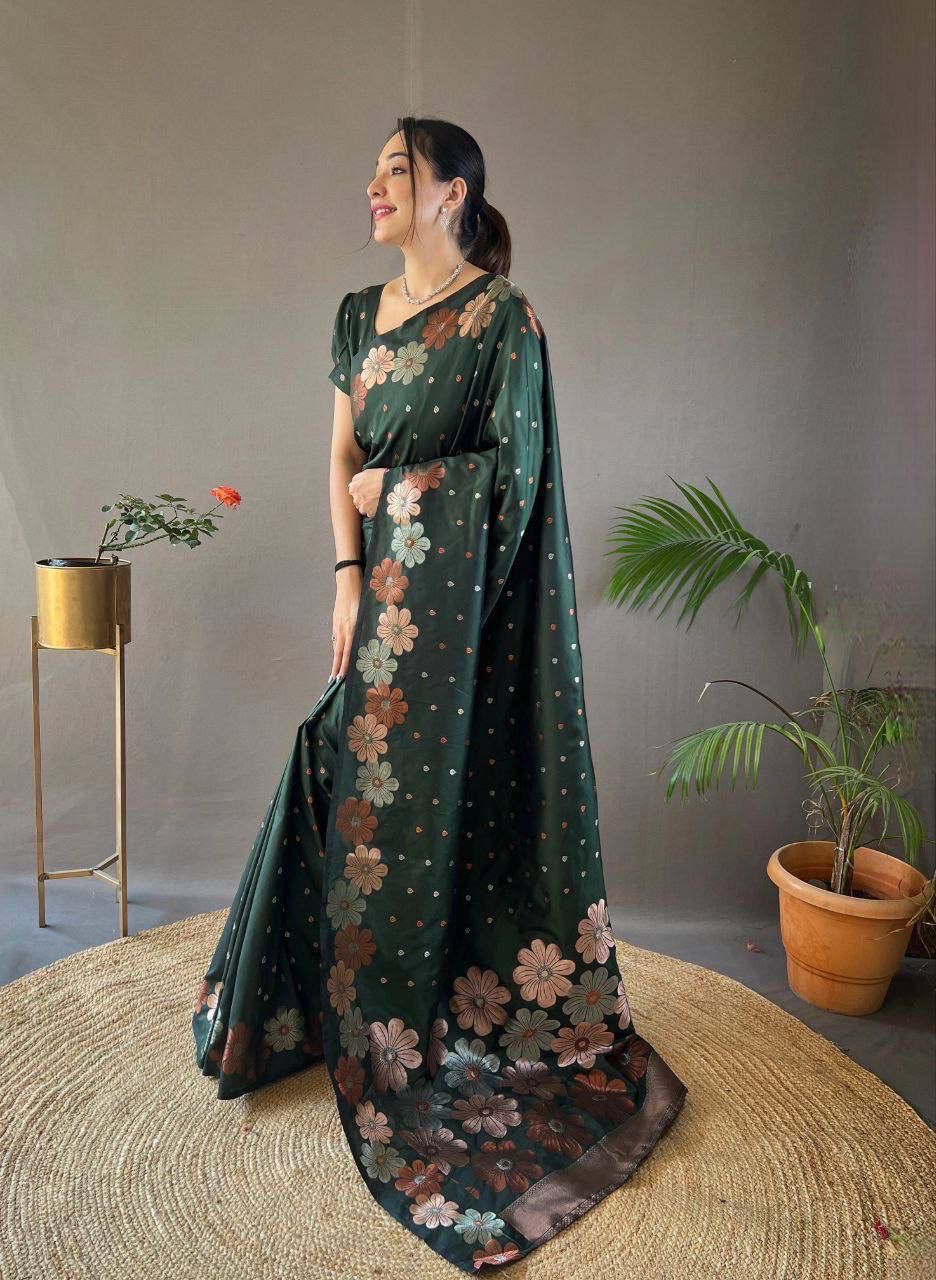 Green Floral Saree