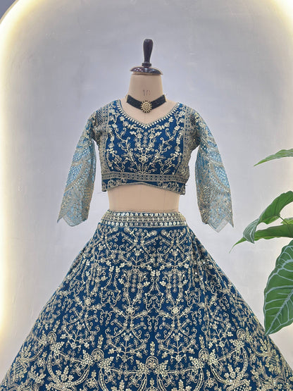Premium Butterfly Net Designer Lehenga Choli with Heavy Embroidery (3 Colours)
