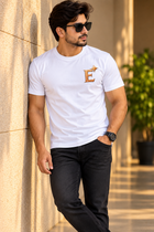 EcomSquire Premium 100% Pure Cotton White T-Shirt with Golden Logo | Trusted by Customers Across the USA