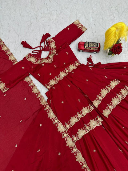 Premium Chinon Silk Wedding Wear Lehenga Choli with Sequence Work