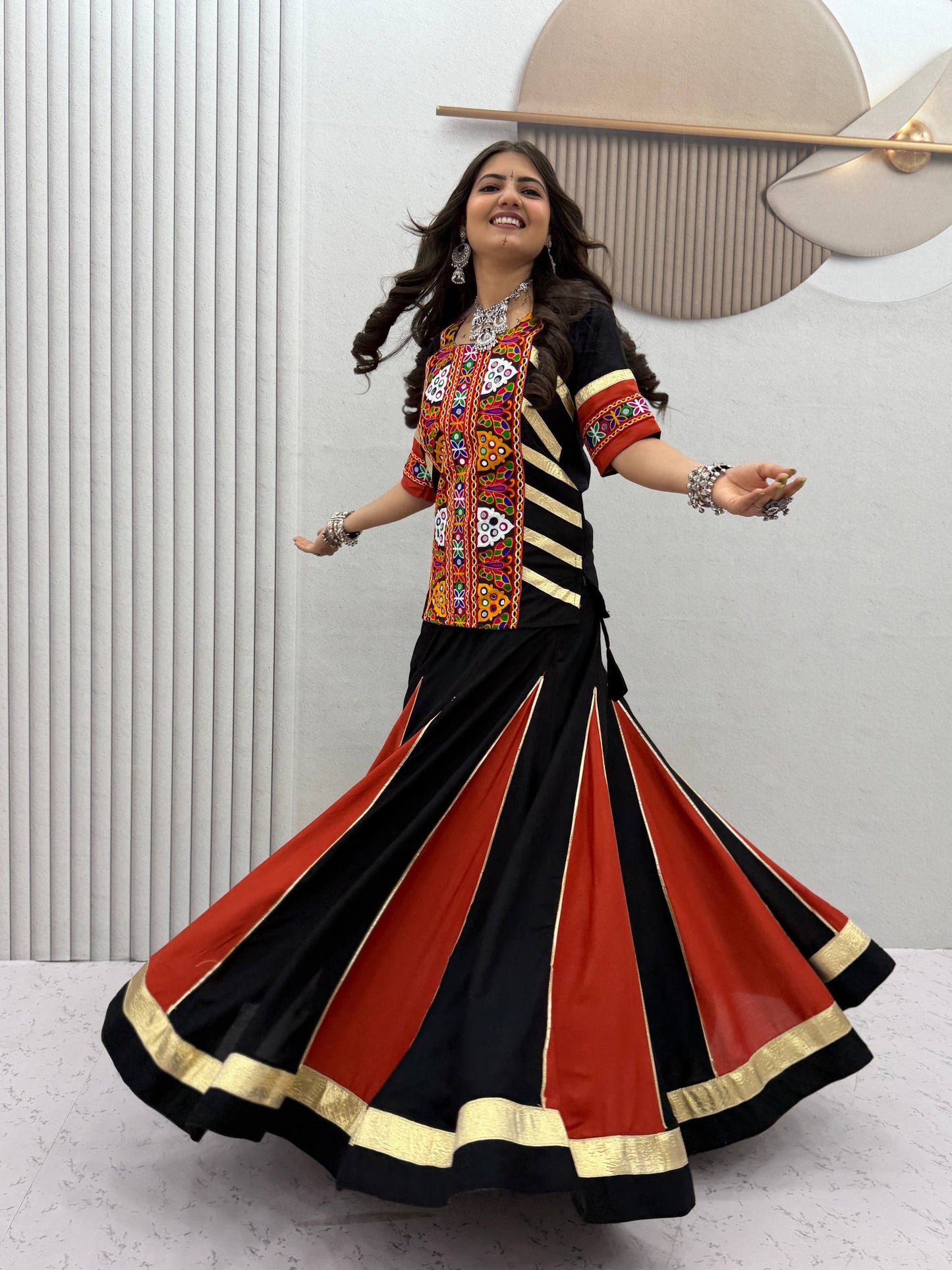 Navratri Special Pure Cotton Kediyu Lehenga Set | 6 Meter Flair | Garba & Dandiya Dress