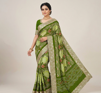 Designer Bandhani Print Saree with Rich Border – Elegant Traditional Wear