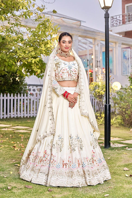 Wedding Embroidery Vichitra Lehenga Choli