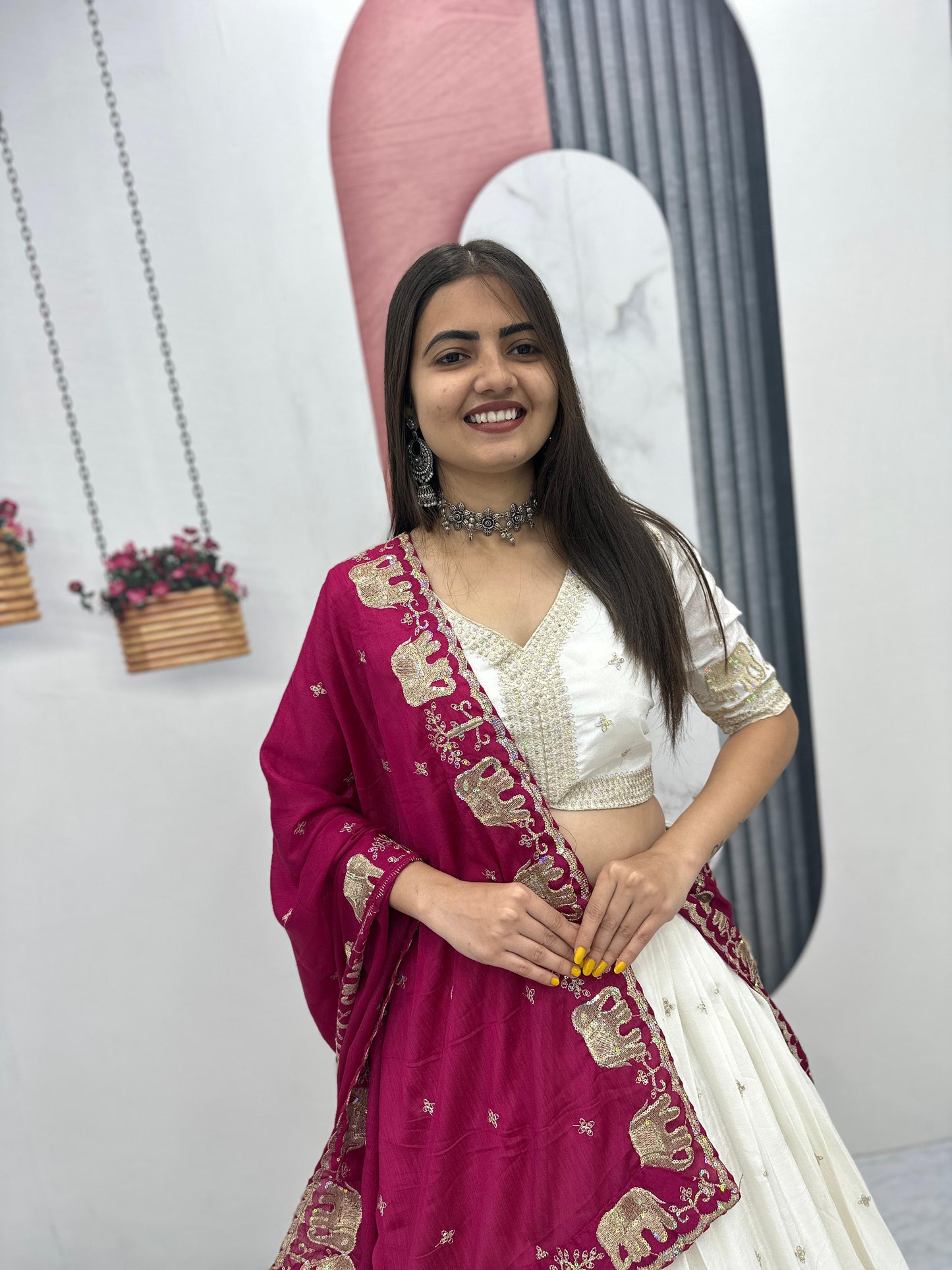 Pure Chinon Embroidered Festival Lehenga Choli Set