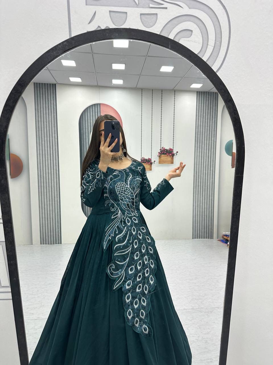 Festival Embroidered Vichitra Silk Gown