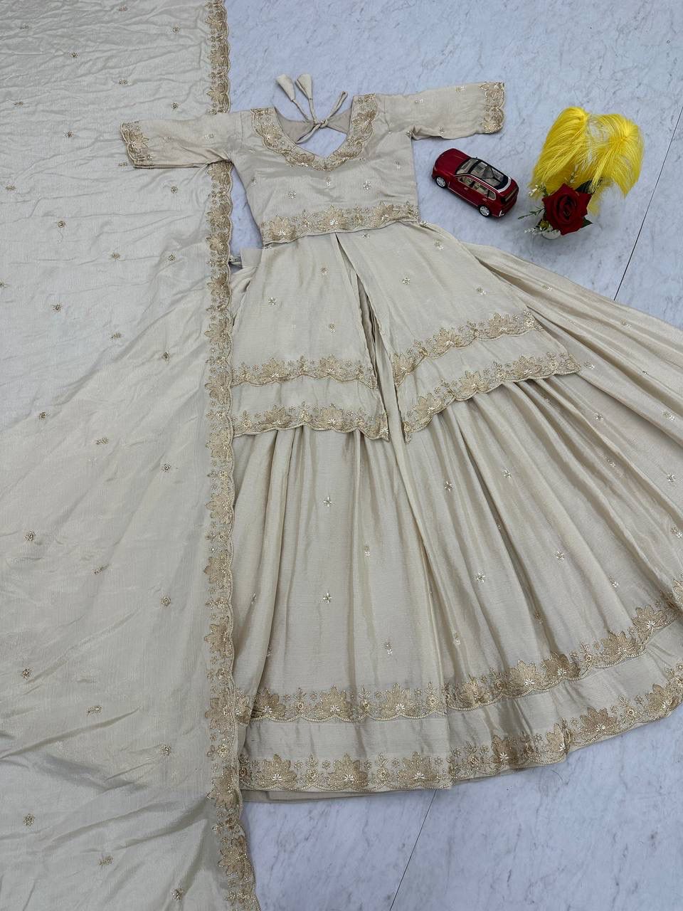 Premium Chinon Silk Wedding Wear Lehenga Choli with Sequence Work