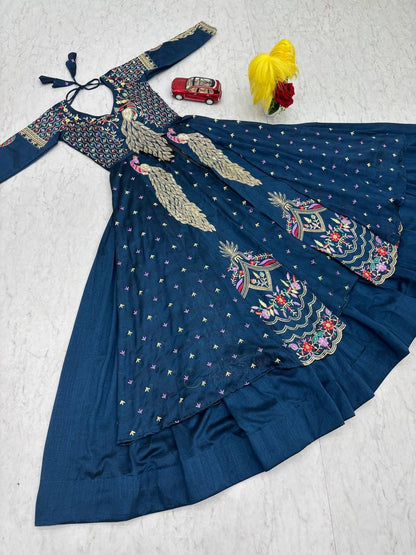 Festival Special Pure Vichitra Crop Top Lehenga with Embroidered Shrug