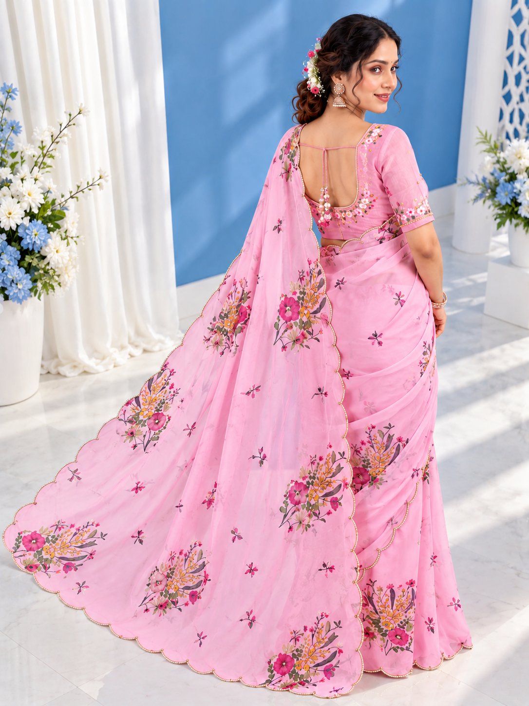 Lily Georgette Silk Saree with Khatli & Cutdana Work and Raw Silk Blouse