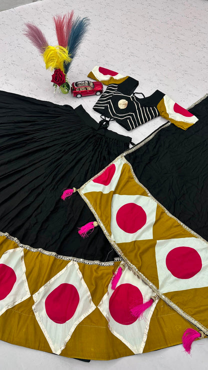 Navratri Special Cotton Lehenga Choli with Dupatta | 6 Meter Flare Gota Patti Work