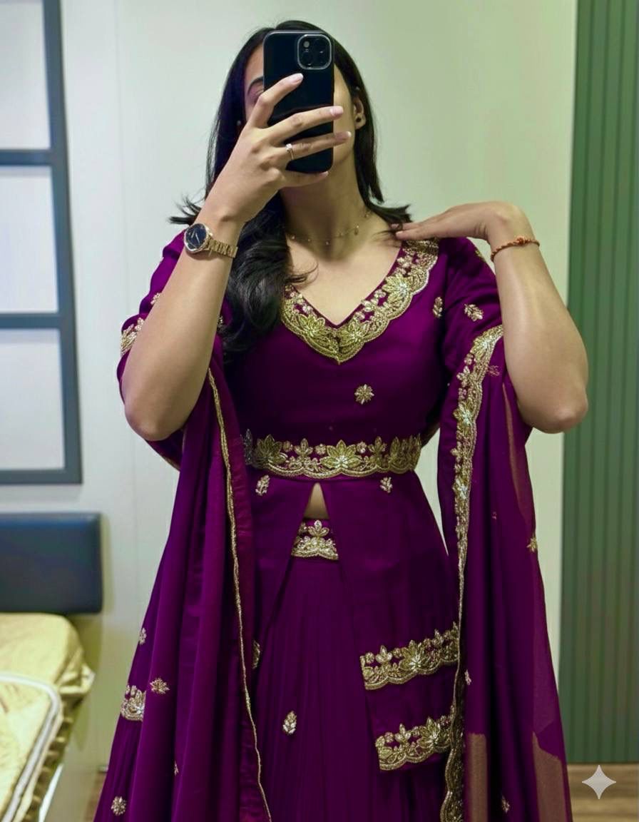 Premium Chinon Silk Wedding Wear Lehenga Choli with Sequence Work