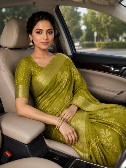 Graceful Floral Woven Saree