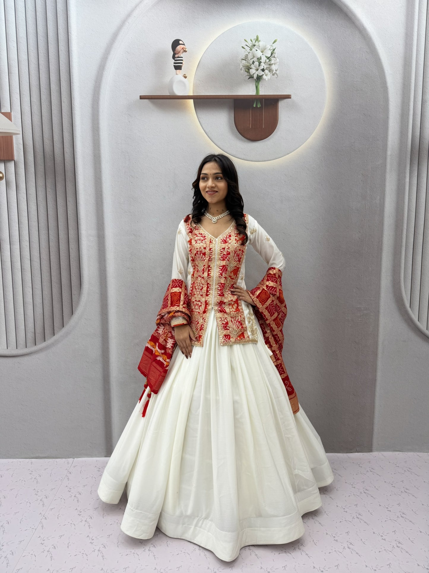 Festival Badhni Chinon Silk Lehenga Choli with Heavy Embroidery & Jacquard Dupatta