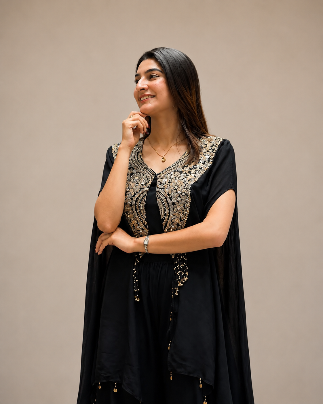 Star Georgette Indo Western Set | Sequins Zari Embroidered Jacket Pant Set