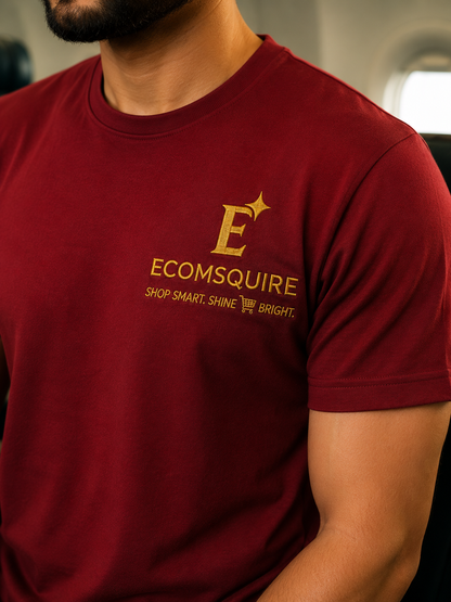 Ecomsquire Premium Maroon Crew Neck T-Shirt | Luxury Everyday Essential