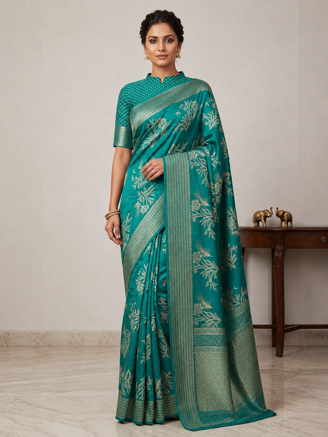 Graceful Floral Woven Saree