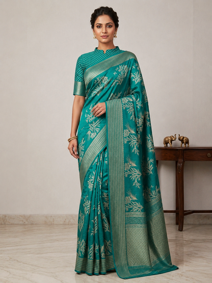 Graceful Floral Woven Saree