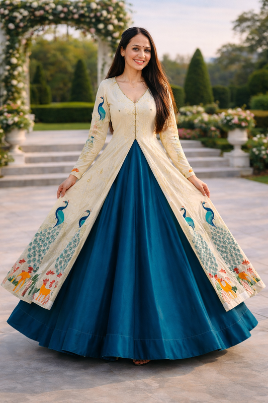 Festival Special Simar Silk Crop Top Lehenga Set With Embroidery Work (Fully Stitched)