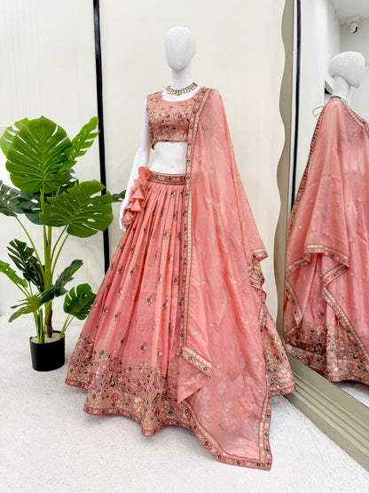 Premium Gold Crush Embroidered Lehenga Set