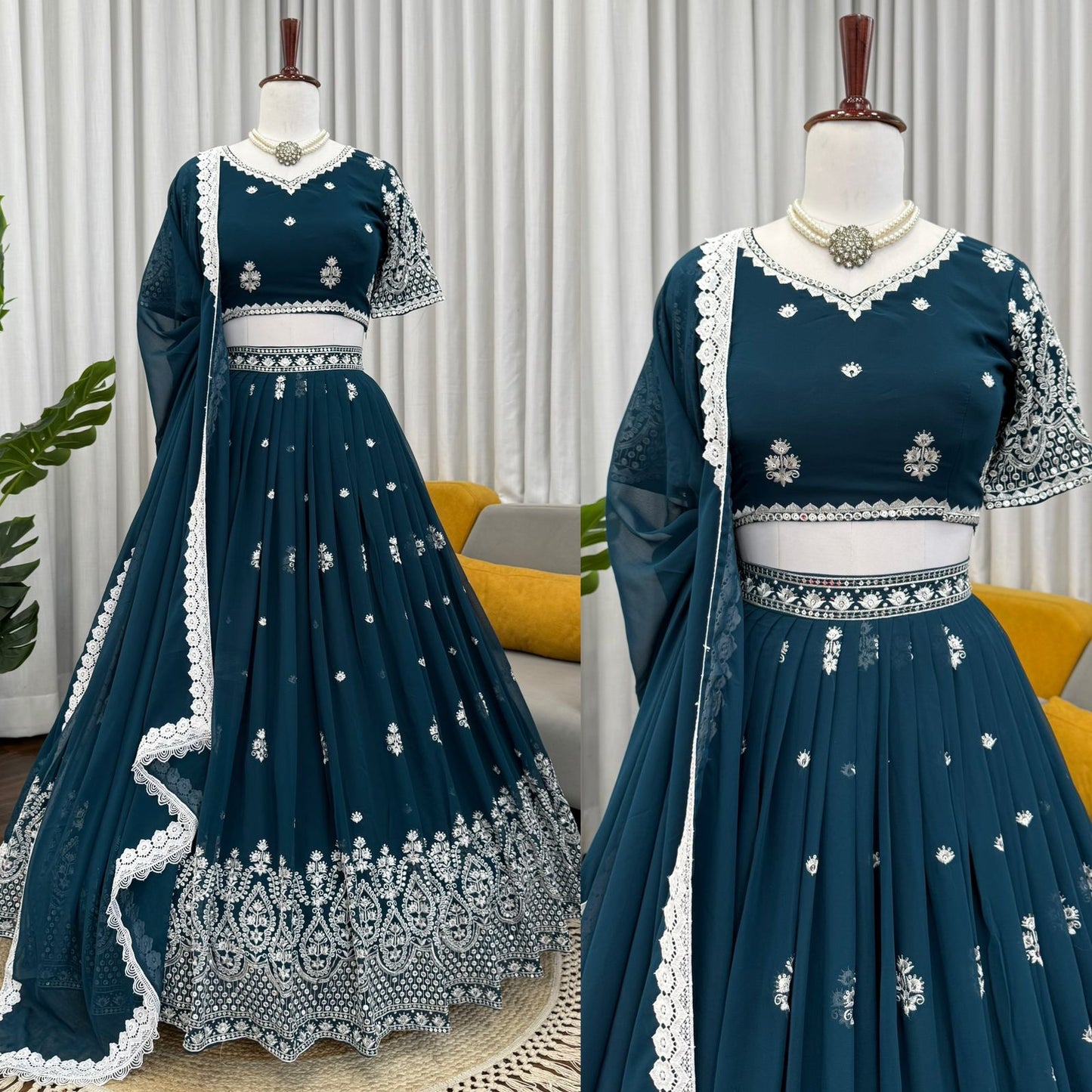 Premium Faux Georgette Embroidered Lehenga Choli Set