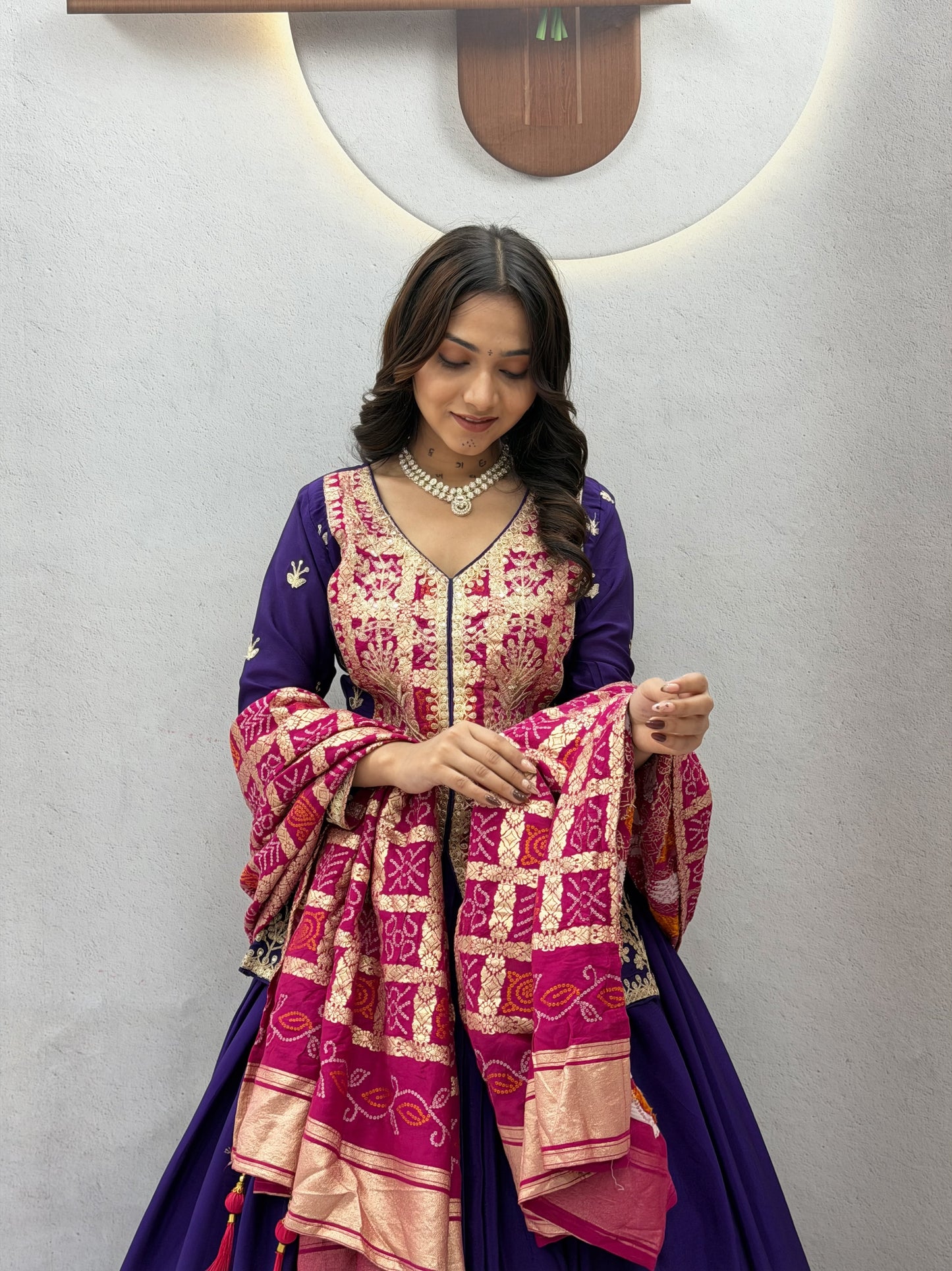 Festival Badhni Chinon Silk Lehenga Choli with Heavy Embroidery & Jacquard Dupatta