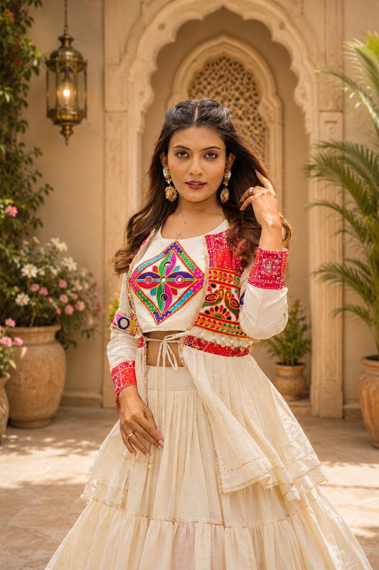 Navratri Special Gamathi Work Lehenga Choli – 9 Meter Flair