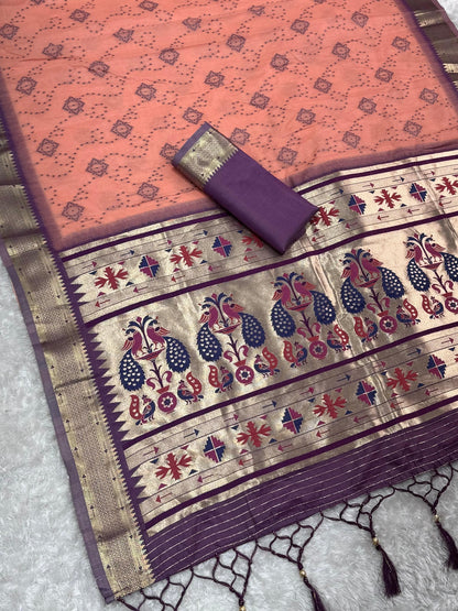 AARU Cotton Weaving Saree with Rich Pallu