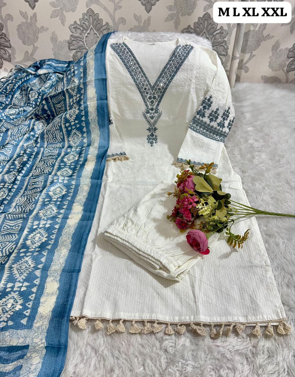 Premium Cotton Kurti Pant Dupatta Set