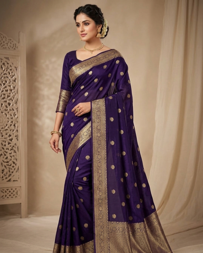 Soft Crepe Silk Saree with Jacquard Butta & Zari Border