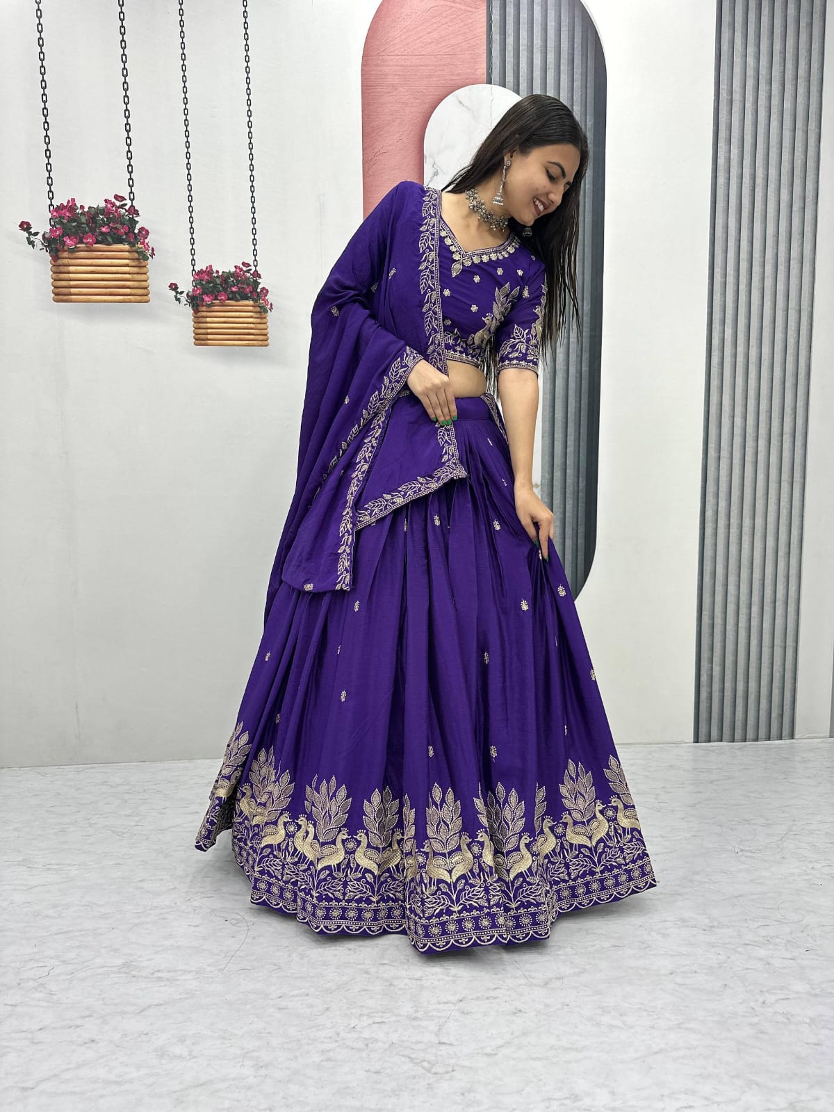 Festival Wear Chinon Lehenga Choli Set