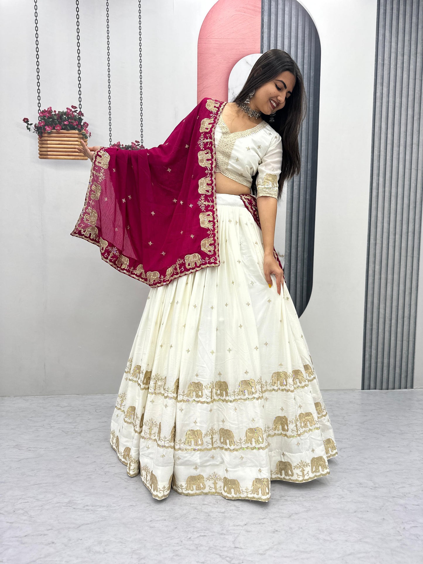 Pure Chinon Embroidered Festival Lehenga Choli Set