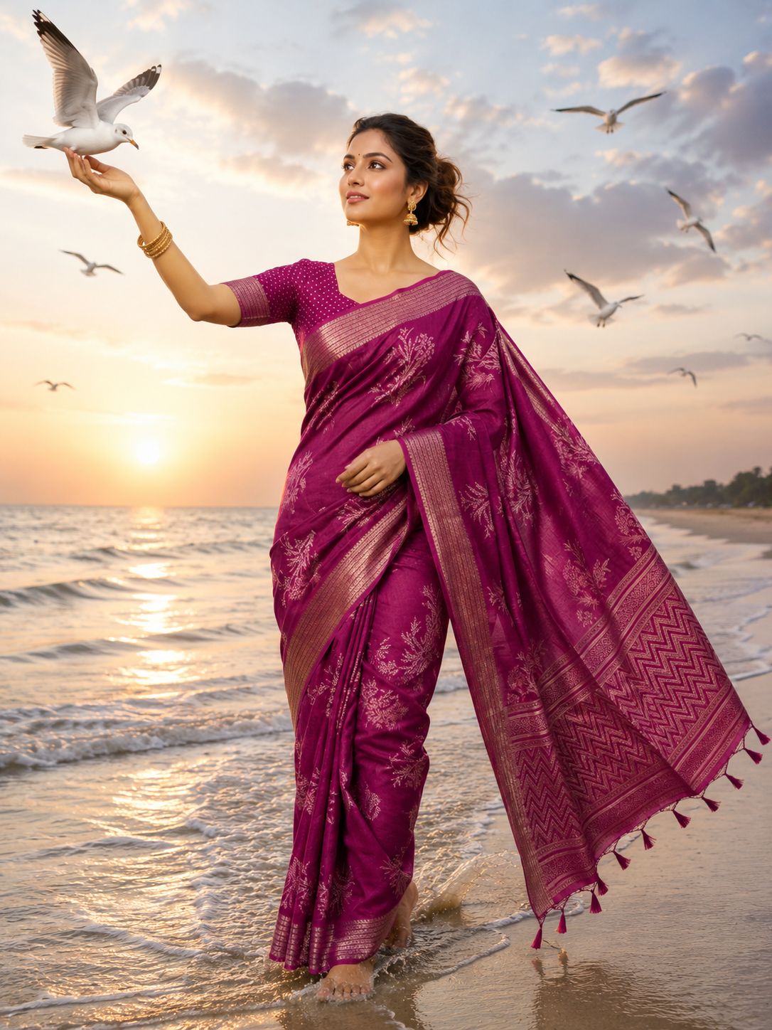 Graceful Floral Woven Saree